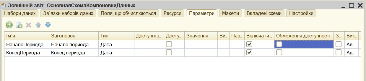 СКД параметры виртуальных таблиц