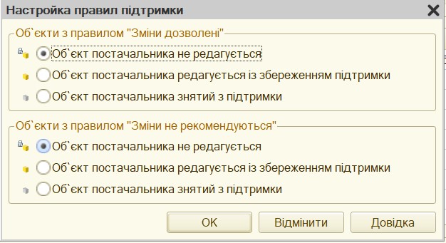 Настройка правил поддержки
